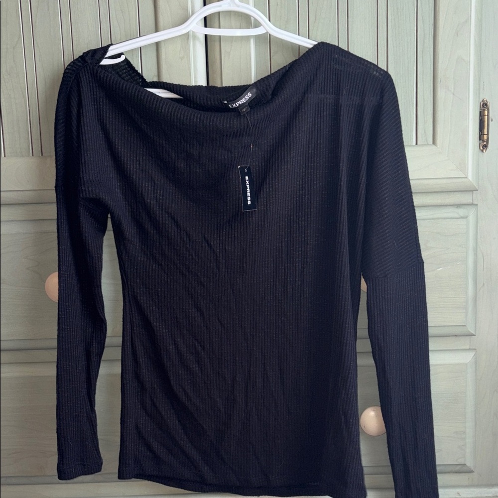 NWT Express Ribbed Black Off the shoulder